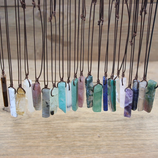 Healing Crystal Natural Stone Slice Pendants Necklace - Metatron Store
