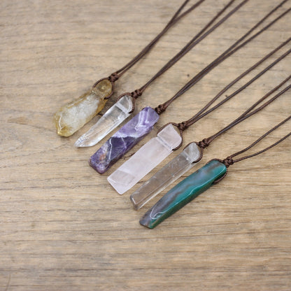 Healing Crystal Natural Stone Slice Pendants Necklace - Metatron Store