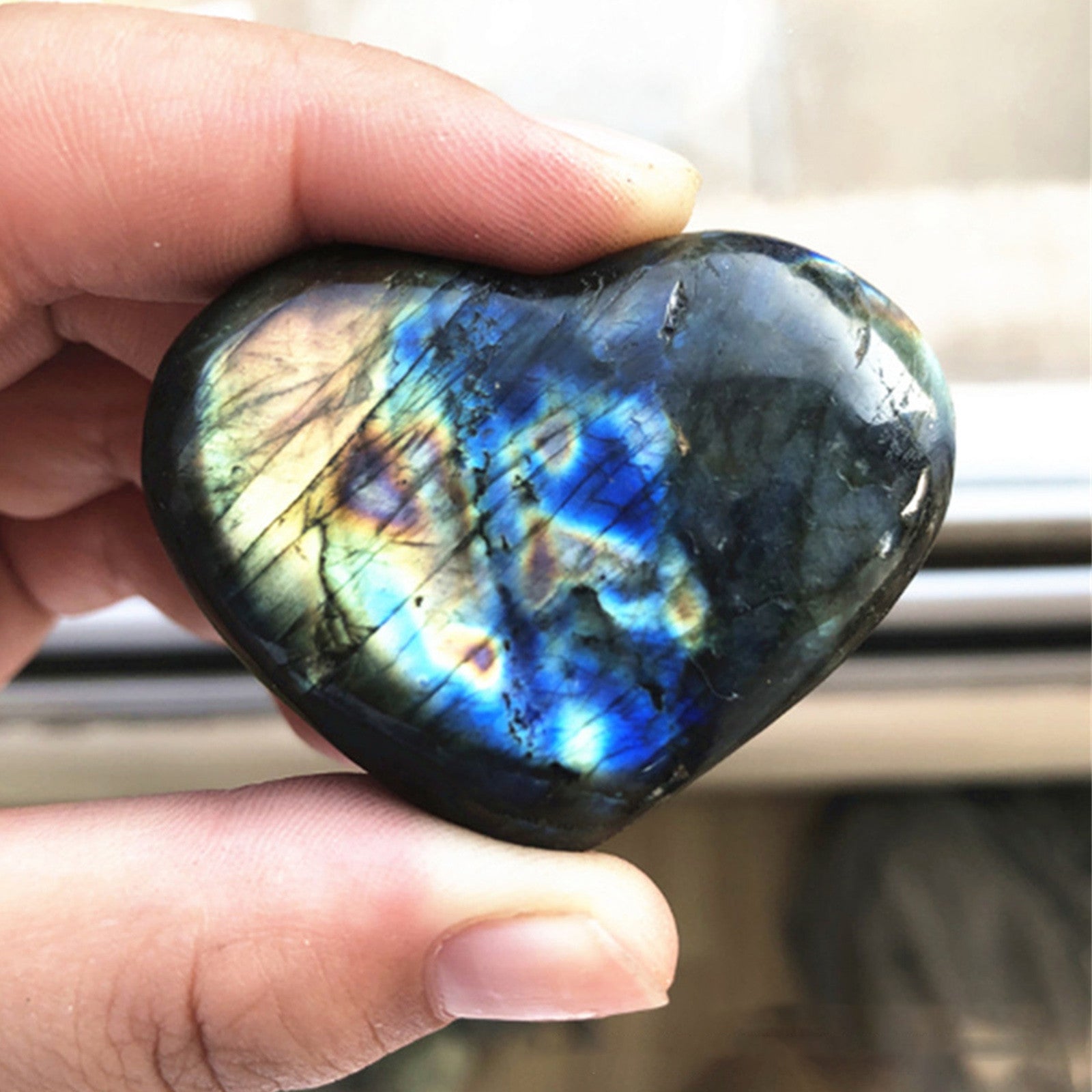 Crystal Labradorite Palm Stone Healing Quartz Gemstone - Metatron Store