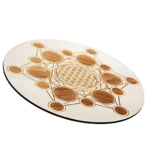 Wood Crystal Grid Altar Chakra Crystal Healing Sacred Geometry Metatron's Cube Witchcraft (A) - Metatron Store