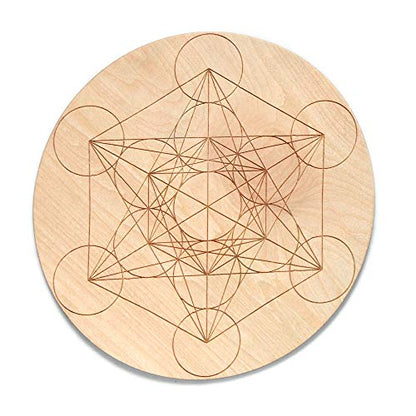 Wood Crystal Grid Altar Chakra Crystal Healing Sacred Geometry Metatron's Cube Witchcraft (A) - Metatron Store