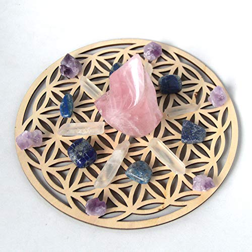 Wood Crystal Grid Altar Chakra Crystal Healing Sacred Geometry Metatron's Cube Witchcraft (A) - Metatron Store