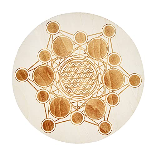 Wood Crystal Grid Altar Chakra Crystal Healing Sacred Geometry Metatron's Cube Witchcraft (A) - Metatron Store