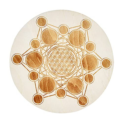 Wood Crystal Grid Altar Chakra Crystal Healing Sacred Geometry Metatron's Cube Witchcraft (A) - Metatron Store