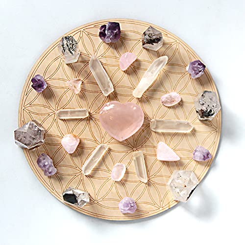 Wood Crystal Grid Altar Chakra Crystal Healing Sacred Geometry Metatron's Cube Witchcraft (A) - Metatron Store
